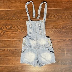 Blue overall shorts